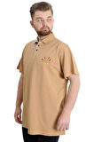 Mode XL Büyük Beden Erkek T-shirt Polo MODE TEAM 23324 Bej