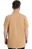 Mode XL Büyük Beden Erkek T-shirt Polo MODE TEAM 23324 Bej