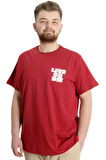 Mode XL Büyük Beden Erkek T-shirt LIVE OR DIE 23124 Bordo