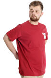 Mode XL Büyük Beden Erkek T-shirt LIVE OR DIE 23124 Bordo