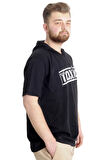 Mode XL Büyük Beden Erkek T-shirt Kapşonlu TOXIC 23119 Siyah