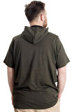 Mode XL Büyük Beden Erkek T-shirt Kapşonlu MUHAMMAD 23120 Haki