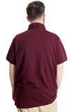 Mode XL Büyük Beden Erkek T-shirt Polo SUPER 23318 Mürdüm