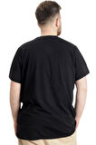 Mode XL Büyük Beden Erkek V Yaka T-shirt JUST 23032 Siyah