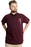 Mode XL Büyük Beden Erkek T-shirt Polo CAPTIAN 23338 Mürdüm