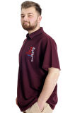 Mode XL Büyük Beden Erkek T-shirt Polo CAPTIAN 23338 Mürdüm
