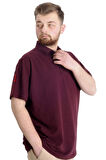 Mode XL Büyük Beden Erkek T-shirt Polo CAPTIAN 23338 Mürdüm