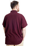 Mode XL Büyük Beden Erkek T-shirt Polo CAPTIAN 23338 Mürdüm