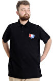 Mode XL Büyük Beden Erkek T-shirt Polo ABSOLUTE DESTINY 23335 Siyah