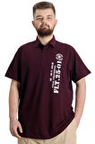 Mode XL Büyük Beden Erkek T-shirt Polo Parçalı FLT 23329 Mürdüm