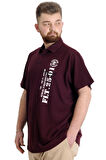 Mode XL Büyük Beden Erkek T-shirt Polo Parçalı FLT 23329 Mürdüm