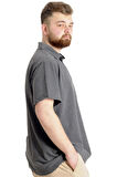 Mode XL Büyük Beden Erkek T-shirt Polo Parçalı LIMITED 23330 Antramelanj