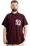 Mode XL Büyük Beden Erkek T-shirt Polo Parçalı LIMITED 23330 Mürdüm