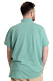 Mode XL Büyük Beden Erkek T-shirt Polo Parçalı NYC 23332 Çağla