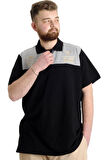Mode XL Büyük Beden Erkek T-shirt Polo MILITARE 23327 Siyah