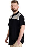 Mode XL Büyük Beden Erkek T-shirt Polo MILITARE 23327 Siyah