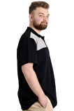 Mode XL Büyük Beden Erkek T-shirt Polo MILITARE 23327 Siyah