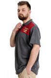 Mode XL Büyük Beden Erkek T-shirt Polo CHNGYRMD 23328 Antramelanj