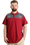 Mode XL Büyük Beden Erkek T-shirt Polo CHNGYRMD 23328 Bordo