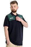 Mode XL Büyük Beden Erkek T-shirt Polo CHNGYRMD 23328 Lacivert