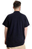 Mode XL Büyük Beden Erkek T-shirt Polo CHNGYRMD 23328 Lacivert
