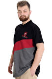 Mode XL Büyük Beden Erkek T-shirt Polo CLUB 23326 Siyah