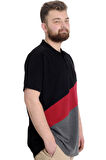 Mode XL Büyük Beden Erkek T-shirt Polo CLUB 23326 Siyah