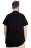 Mode XL Büyük Beden Erkek T-shirt Polo CLUB 23326 Siyah