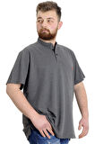 Mode XL Büyük Beden Erkek T-shirt Hakim Yaka MD LOGO 22326 Antramelanj
