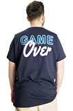 Mode XL Büyük Beden Erkek T-shirt GAME OVER 23130 Lacivert