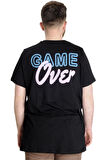 Mode XL Büyük Beden Erkek T-shirt GAME OVER 23130 Siyah