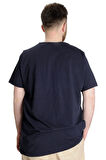 Mode XL Büyük Beden Erkek T-shirt FOREVER 23138 Lacivert