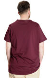 Mode XL Büyük Beden Erkek T-shirt FOREVER 23138 Mürdüm