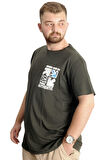 Mode XL Büyük Beden Erkek T-Shirt Bis Yaka Authentic 23140 Haki