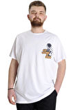 Mode XL Büyük Beden Erkek T-shirt BEST SCORE 23134 Beyaz