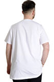 Mode XL Büyük Beden Erkek T-shirt BEST SCORE 23134 Beyaz