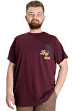 Mode XL Büyük Beden Erkek T-shirt BEST SCORE 23134 Mürdüm