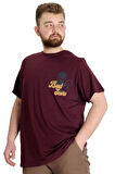 Mode XL Büyük Beden Erkek T-shirt BEST SCORE 23134 Mürdüm