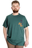 Mode XL Büyük Beden Erkek T-shirt BEST SCORE 23134 Nefti