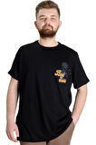 Mode XL Büyük Beden Erkek T-shirt BEST SCORE 23134 Siyah