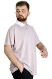 Mode XL Büyük Beden Erkek T-shirt Polo Yaka Çizgili KAGI 23340 Bordo