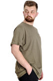 Mode XL Büyük Beden Erkek T-shirt  CULTURE 23146 Haki