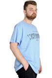 Mode XL Büyük Beden Erkek T-shirt WHATEVER 23148 Mavi