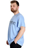 Mode XL Büyük Beden Erkek T-shirt WHATEVER 23148 Mavi