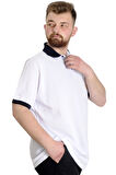 Mode XL Büyük Beden Erkek Polo T-shirt RANGERS 23342 Beyaz