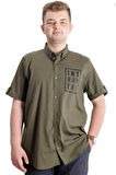 Mode XL Erkek Büyük Beden Gabardin Gömlek INTROVERT 23304 Haki