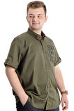 Mode XL Erkek Büyük Beden Gabardin Gömlek INTROVERT 23304 Haki