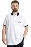 Mode XL Büyük Beden Erkek Polo T-shirt GOOD TIMES 23345 Beyaz