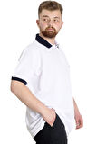Mode XL Büyük Beden Erkek Polo T-shirt GOOD TIMES 23345 Beyaz