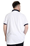 Mode XL Büyük Beden Erkek Polo T-shirt GOOD TIMES 23345 Beyaz